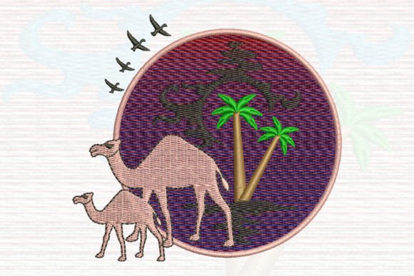 Camel in Desert Embroidery Design