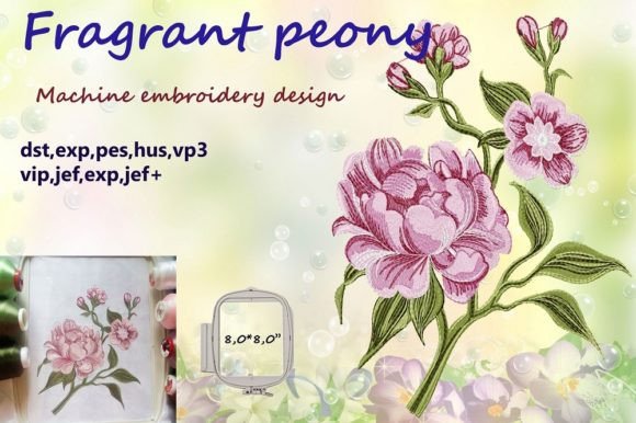 Fragrant Peony Embroidery Design