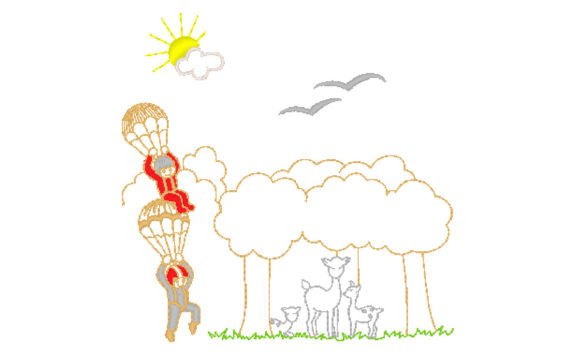 Nature Parachute Embroidery Design