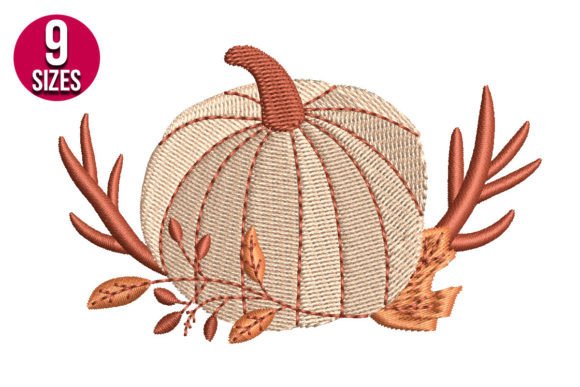 Pumpkin with Antlers Embroidery Design