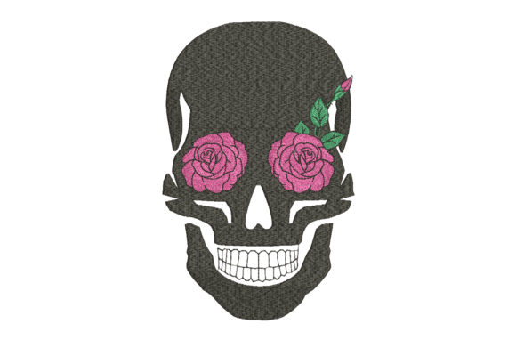 Skull with Rose Embroidery Design