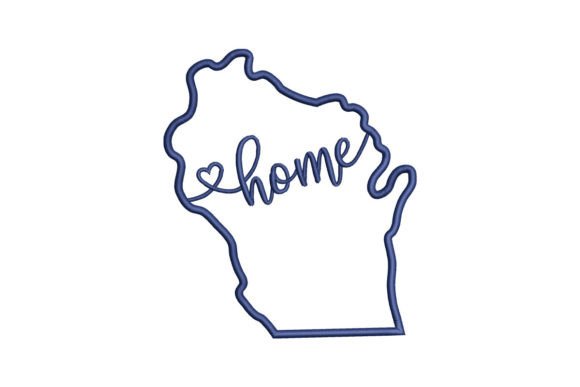 Wisconsin State of USA Embroidery Design